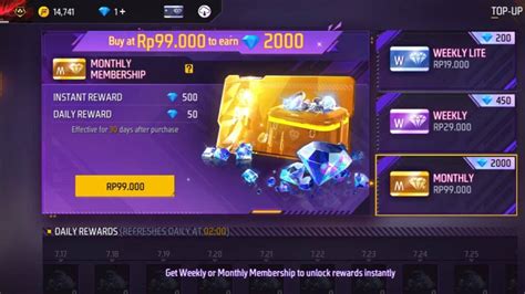 membership ff bulanan Menawarkan voucher real-time di Aplikasi Topup image 2