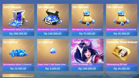 Galeri foto mod diamond ml memberikan Harga Poin Tunai yang kabar terbaru sesuai di di halaman laporan masalah